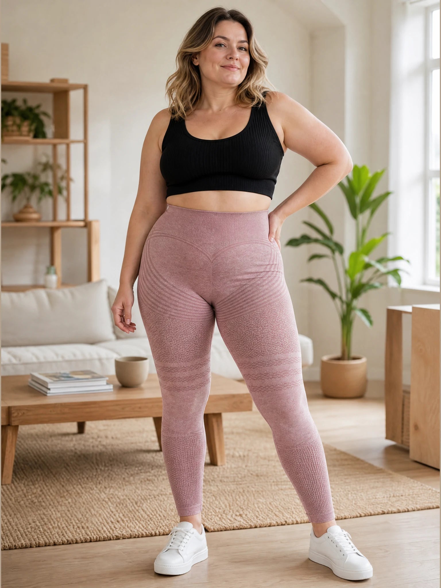 Legginsy 3D Veloza™ Pudrowy róż front