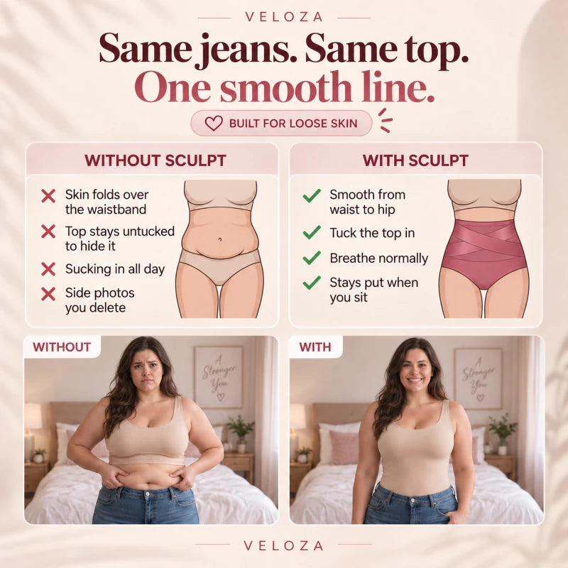 Same jeans and top, without and with Sculpt
